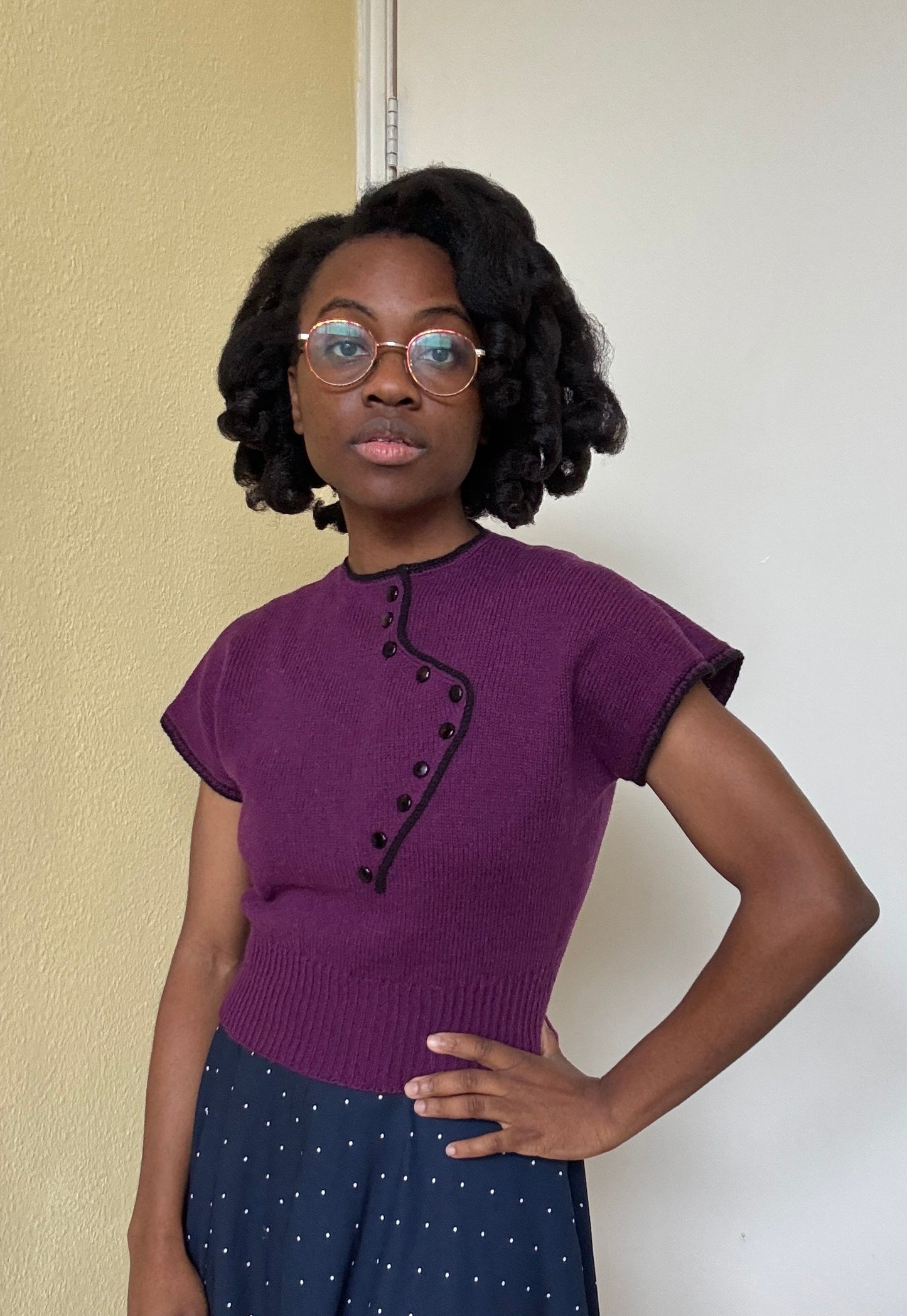 50s Dolman Sleeve Diagonal Closure Blouse (bespoke)